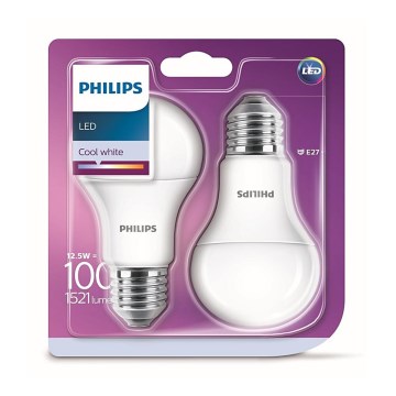 SET 2x Lampadina LED Philips A60 E27/12,5W/230V 4000K