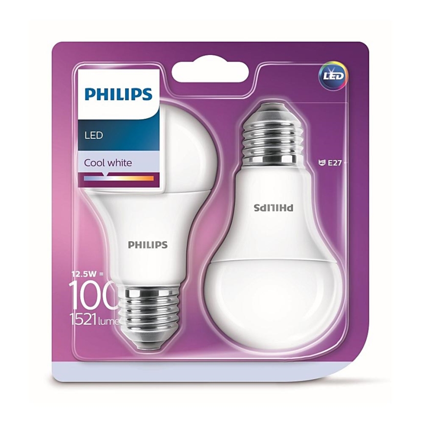 SET 2x Lampadina LED Philips A60 E27/12,5W/230V 4000K