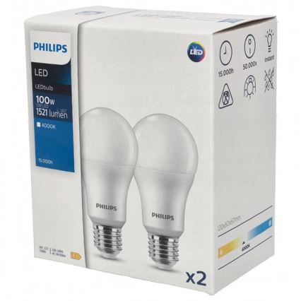 SET 2x Lampadina LED Philips A67 E27/13W/230V 4000K