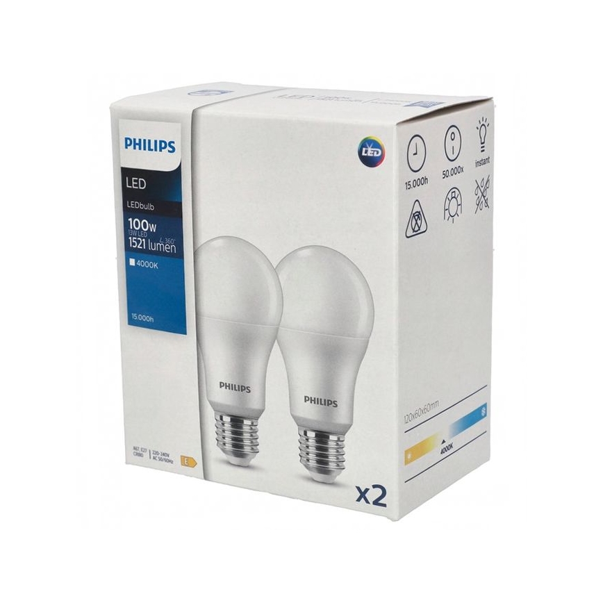 SET 2x Lampadina LED Philips A67 E27/13W/230V 4000K