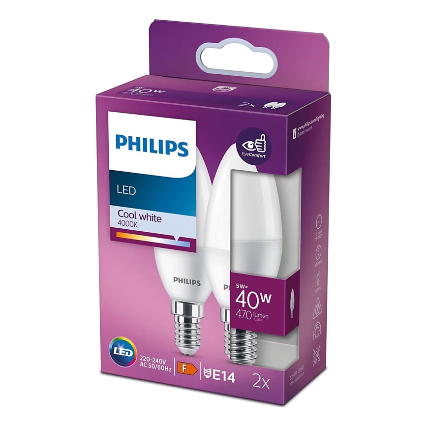 SET 2x Lampadina LED Philips B35 E14/5W/230V 4000K