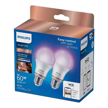 SET 2x Lampadina LED RGB dimmerabile Philips A60 E27/8W/230V Wi-Fi