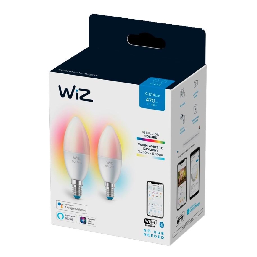SET 2x Lampadina LED RGBW dimmerabile C37 E14/4,9W/230V 2200-6500K Wi-Fi - WiZ