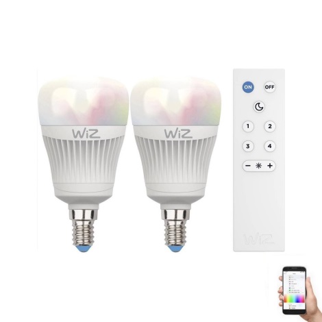 SET 2x Lampadina LED RGBW Dimmerabile E27/11,5W/230V Wi-Fi + telecomando - WiZ