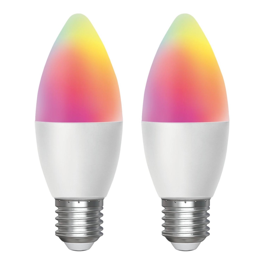 SET 2x Lampadina LED RGBW dimmerabile MESH Smart C37 E27/6,5W/230V 2700-6500K + telecomando - Aigostar