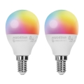 SET 2x Lampadina LED RGBW dimmerabile MESH Smart G45 E14/6,5W/230V 2700-6500K - Aigostar