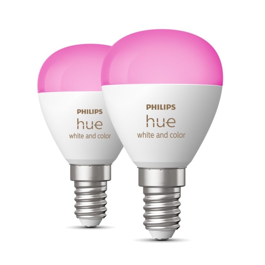 SET 2x Lampadina LED RGBW dimmerabile Philips Hue WACA P45 E14/5