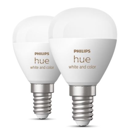 SET 2x Lampadina LED RGBW dimmerabile Philips Hue White And Color Ambiance P45 E14/5,1W/230V 2000-6500K