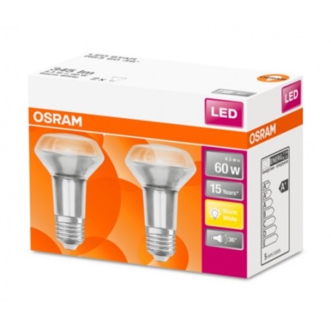 SET 2x Lampadina LED STAR E27/4,3W/230V 2700K - Osram