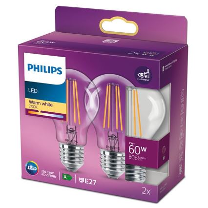 SET 2x Lampadina LED VINTAGE Philips E27/7W/230V 2700K