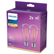 SET 2x Lampadina LED VINTAGE Philips ST64 E27/4,3W/230V 2700K