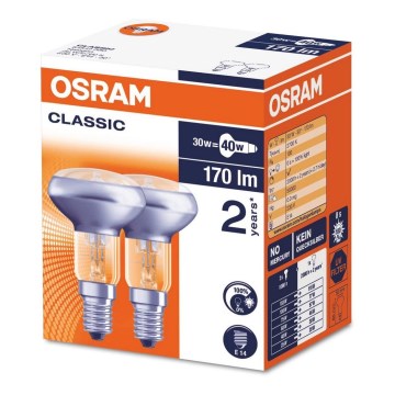 SET 2x Lampadina riflettore R50 E14/30W/230V 2700K - Osram