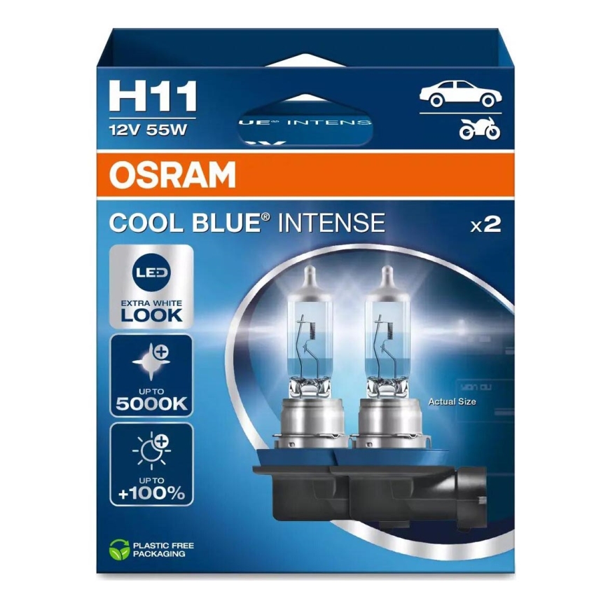 SET 2x Lampadine auto COOL BLU H11 PGJ19-2/55W/12V 5000K - Osram
