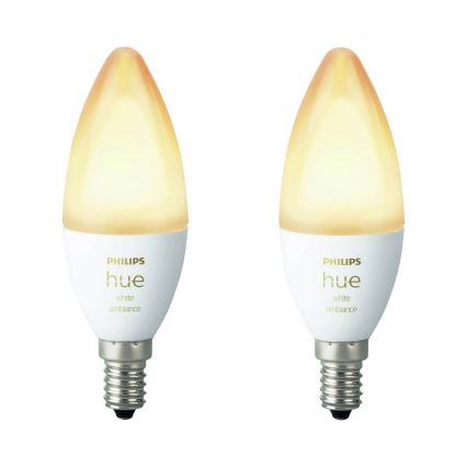 SET 2x Lampadine LED dimmerabile Philips Hue WHITE AMBIANCE B39 E14/4W/230V 2200K - 6500K