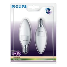 SET 2x LED candela Philips E14/4W/230V - CANDLE