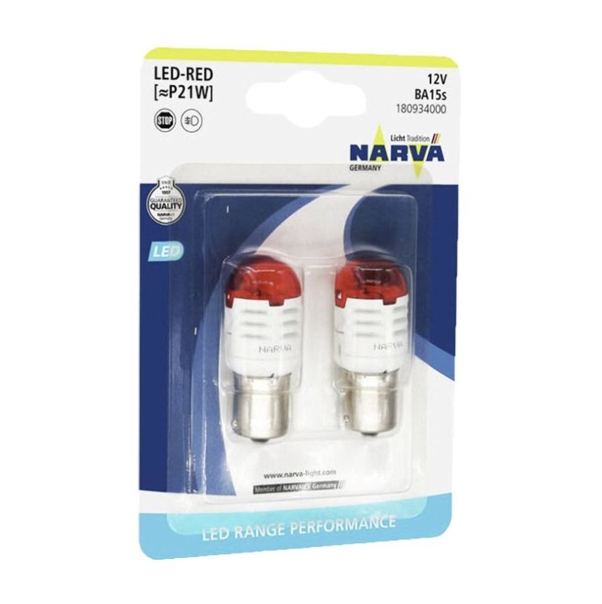 SET 2x LED Lampadine auto P21W BA15s/1,75W/12V rosso - Narva 18093RPNVAB2
