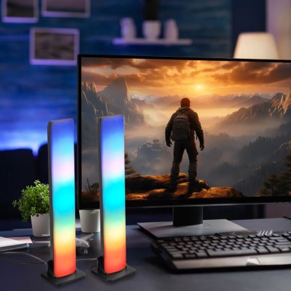 SET 2x LED RGB Lampada da tavolo dimmerabile GAMER LED/5W/5V + telecomando