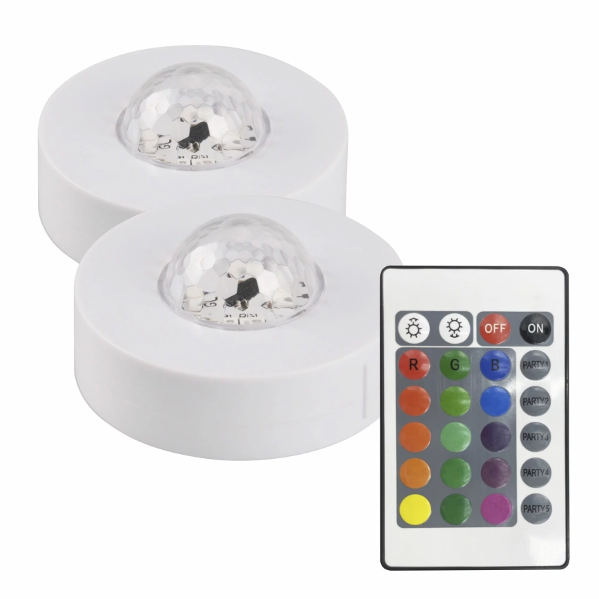 SET 2x LED RGB Dimmerabile Lampada decorativa FESTA 3xAAA/4,5V + telecomando