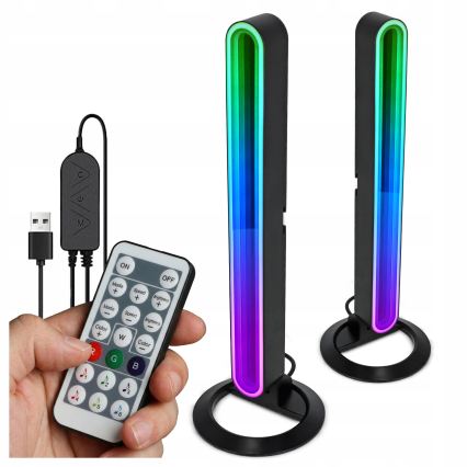 SET 2x LED RGBIC Lampada da tavolo dimmerabile LED/5W/5V nera + telecomando