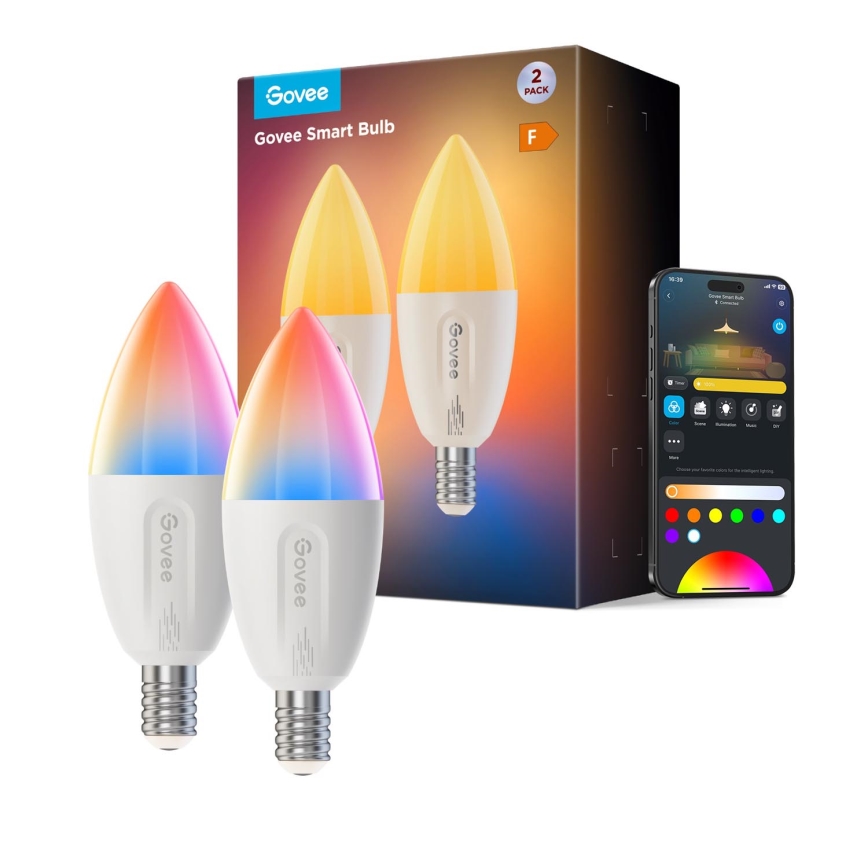 SET 2x LED RGBWW Lampadina dimmerabile E14/5W/230V 2700-6500K Wi-Fi - Govee