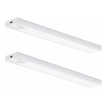 SET 2x luci LED ricaricabili per mobili con sensore di movimento e sensore crepuscolare VIRO LED/1,2W/3,7V 800 mAh 3000/4000/6500K 30 cm bianco