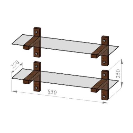 SET 2x Mensola 25x85 cm pino/limpido