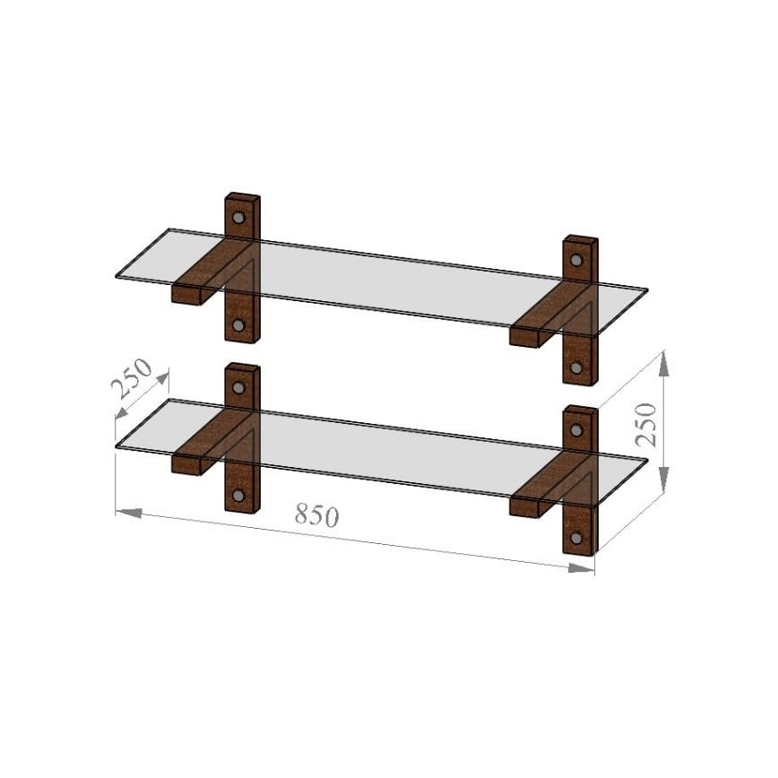 SET 2x Mensola 25x85 cm pino/limpido
