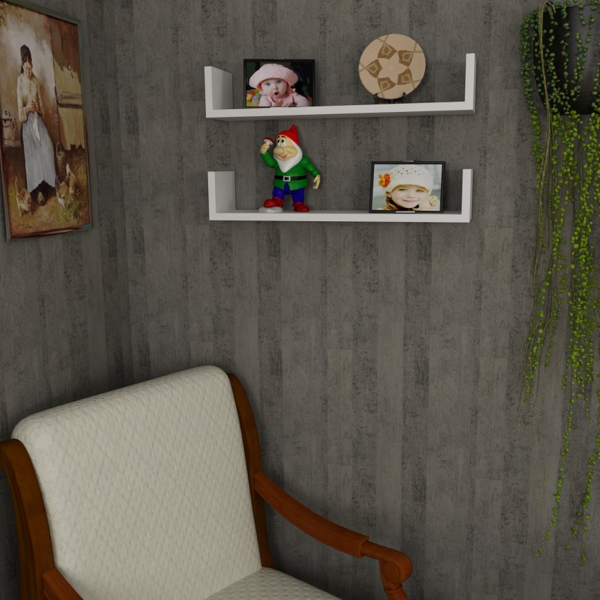 SET 2x mensola a muro IRIS 14,5x63 cm bianca