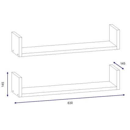 SET 2x mensola a muro IRIS 14,5x63 cm bianca