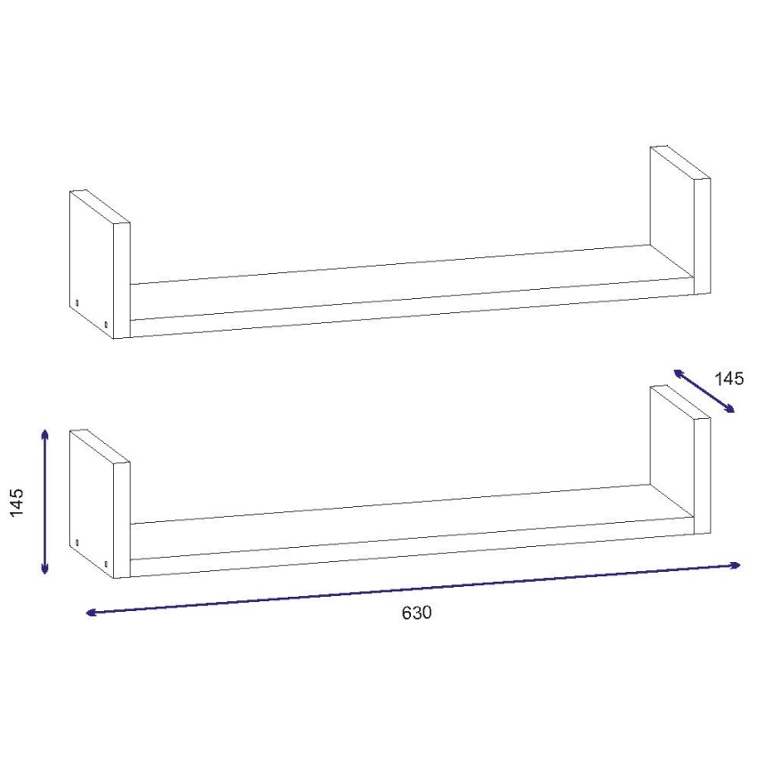 SET 2x mensola a muro IRIS 14,5x63 cm bianca