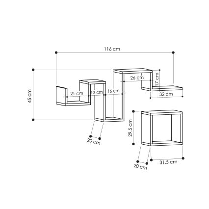 SET 2x Scaffale da parete FOLLOW marrone