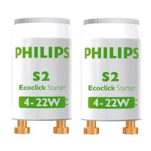 SET 2x Starter per lampadine fluorescenti Philips S2 4-22W
