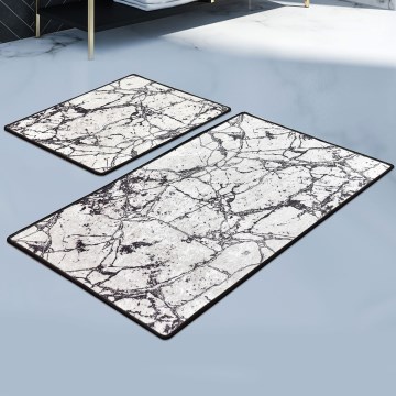 SET 2x Tappetino da bagno MARBLE 60x100 cm bianco/nero