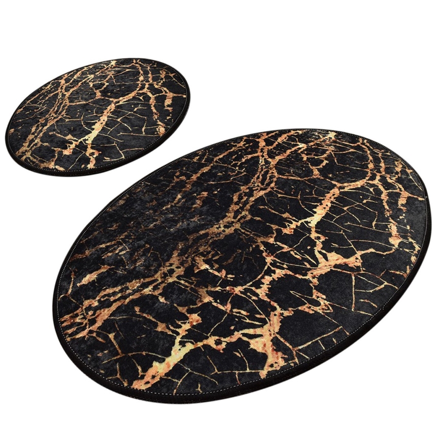 SET 2x Tappeto da bagno GOLDES 60x100 cm nero/oro