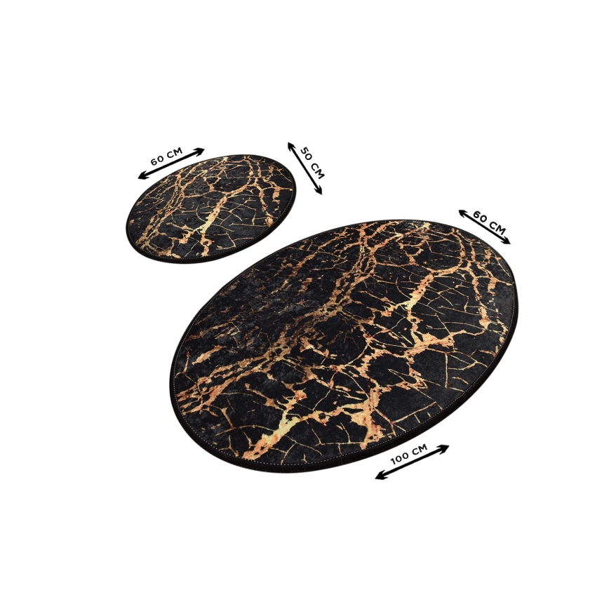 SET 2x Tappeto da bagno GOLDES 60x100 cm nero/oro