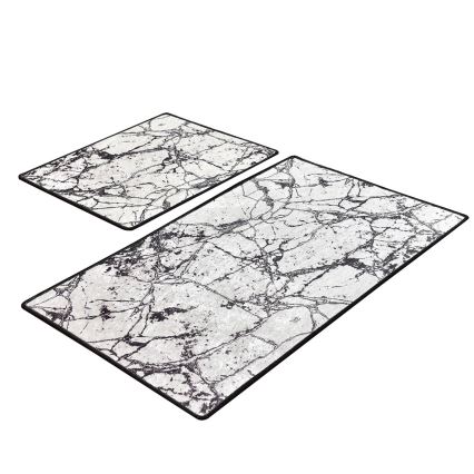 SET 2x Tappetino da bagno MARBLE 60x100 cm bianco/nero