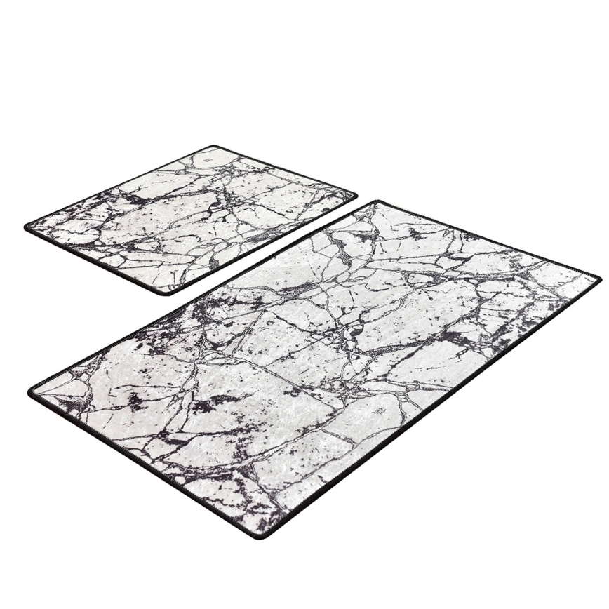 SET 2x Tappetino da bagno MARBLE 60x100 cm bianco/nero