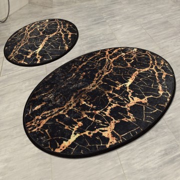 SET 2x Tappeto da bagno GOLDES 60x100 cm nero/oro
