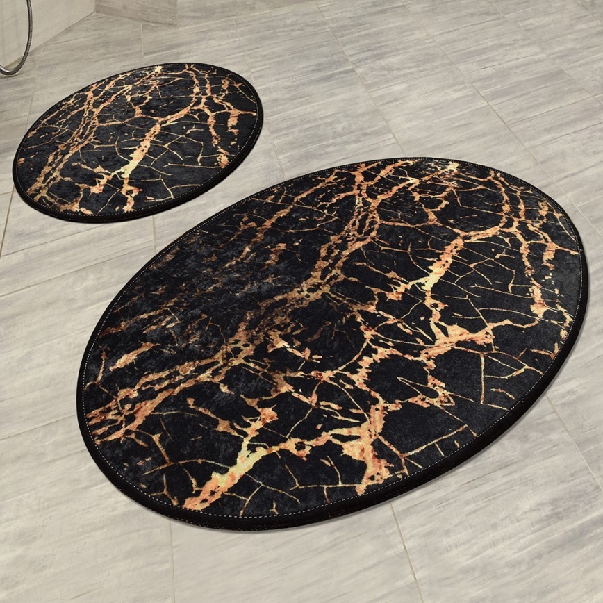 SET 2x Tappeto da bagno GOLDES 60x100 cm nero/oro