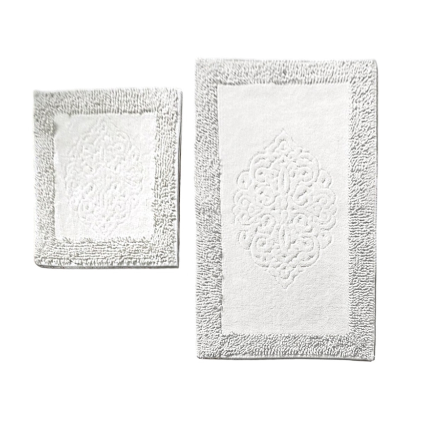 SET 2x Tappeto da bagno PIANTE 60/100 cm bianco