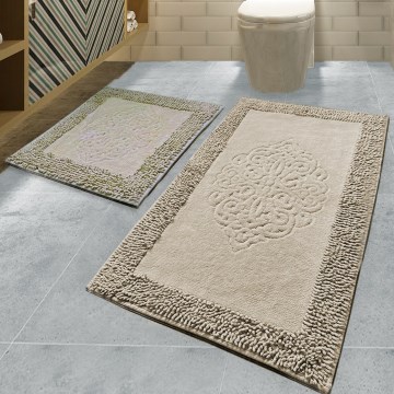 SET 2x Tappeto da bagno PIANTE 60x100 cm marrone