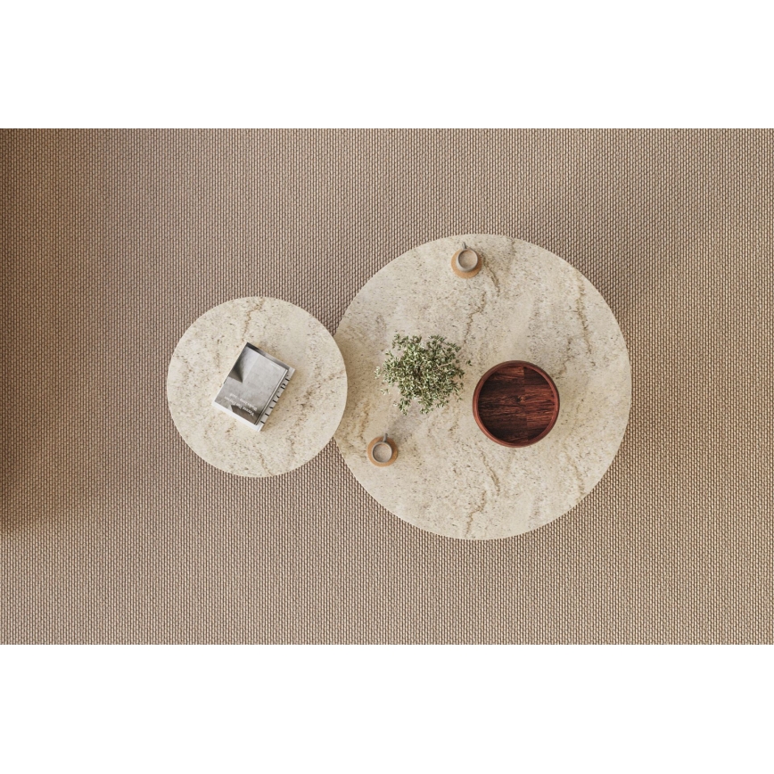 Set 2x tavolini da salotto PURO Ø 40/70 cm noce/beige