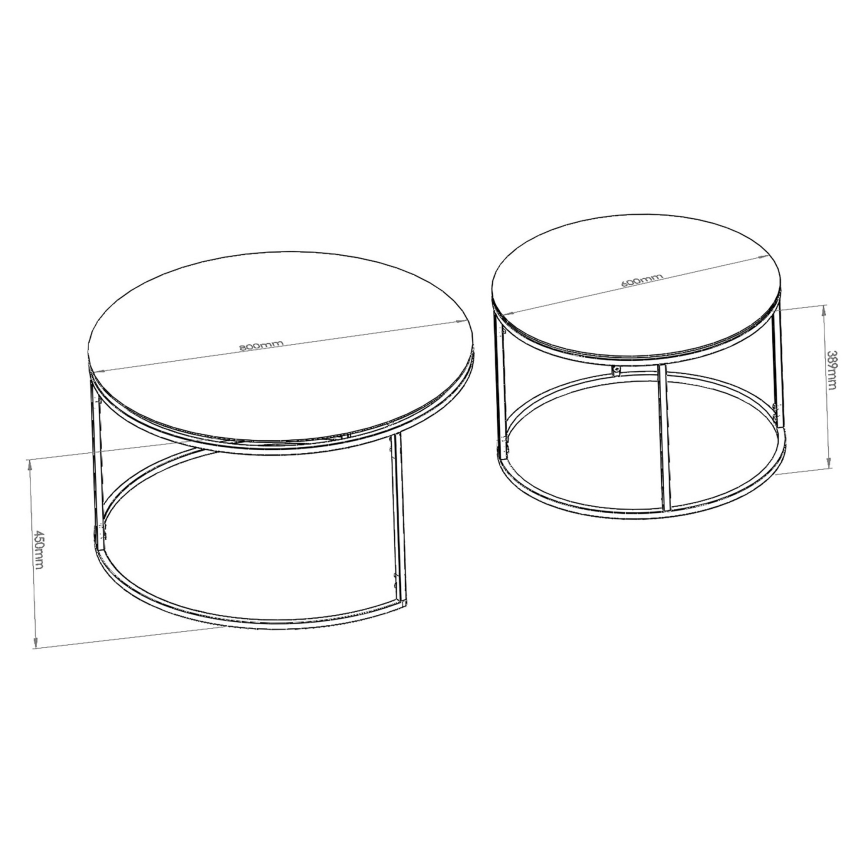 SET 2x Tavolino BELARUS  nero