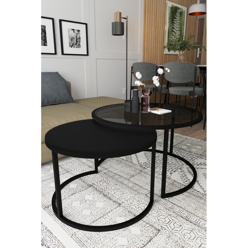 SET 2x Tavolino BORA diametro 57/75 cm nero