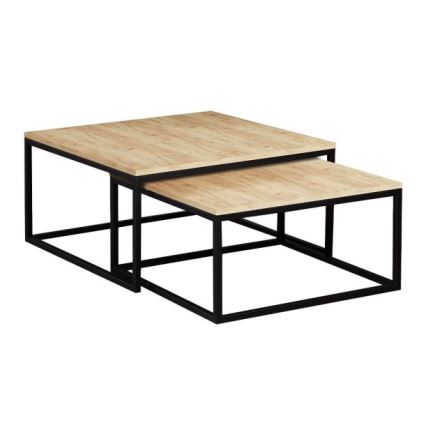SET 2x Tavolino DUAL oro quercia/nero