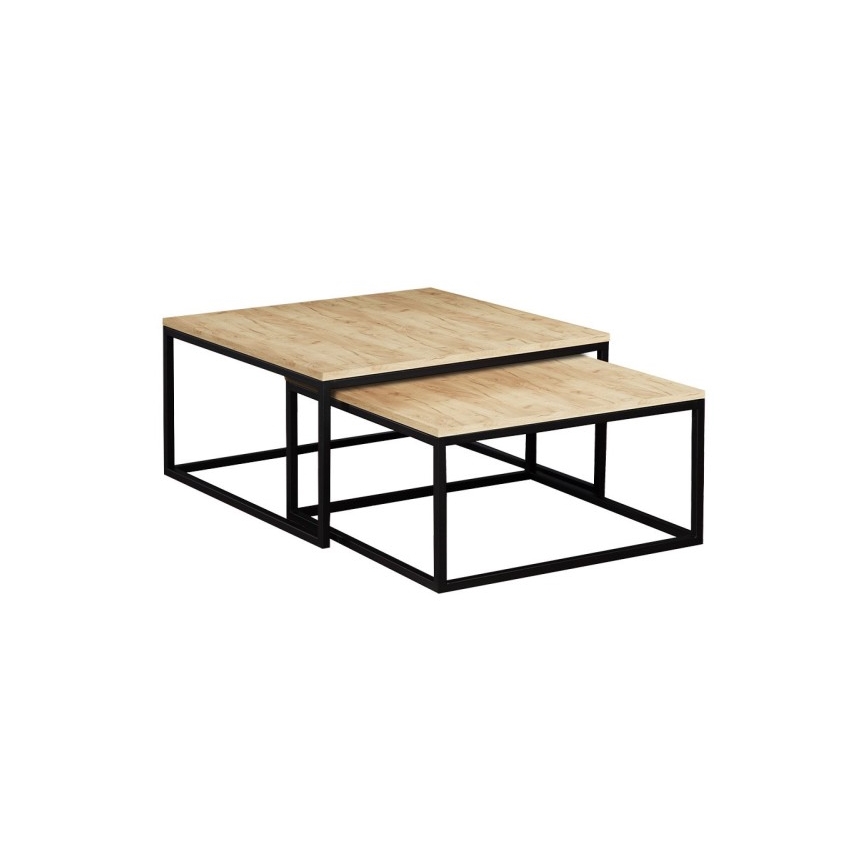 SET 2x Tavolino DUAL oro quercia/nero