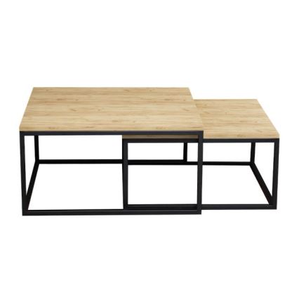 SET 2x Tavolino DUAL oro quercia/nero