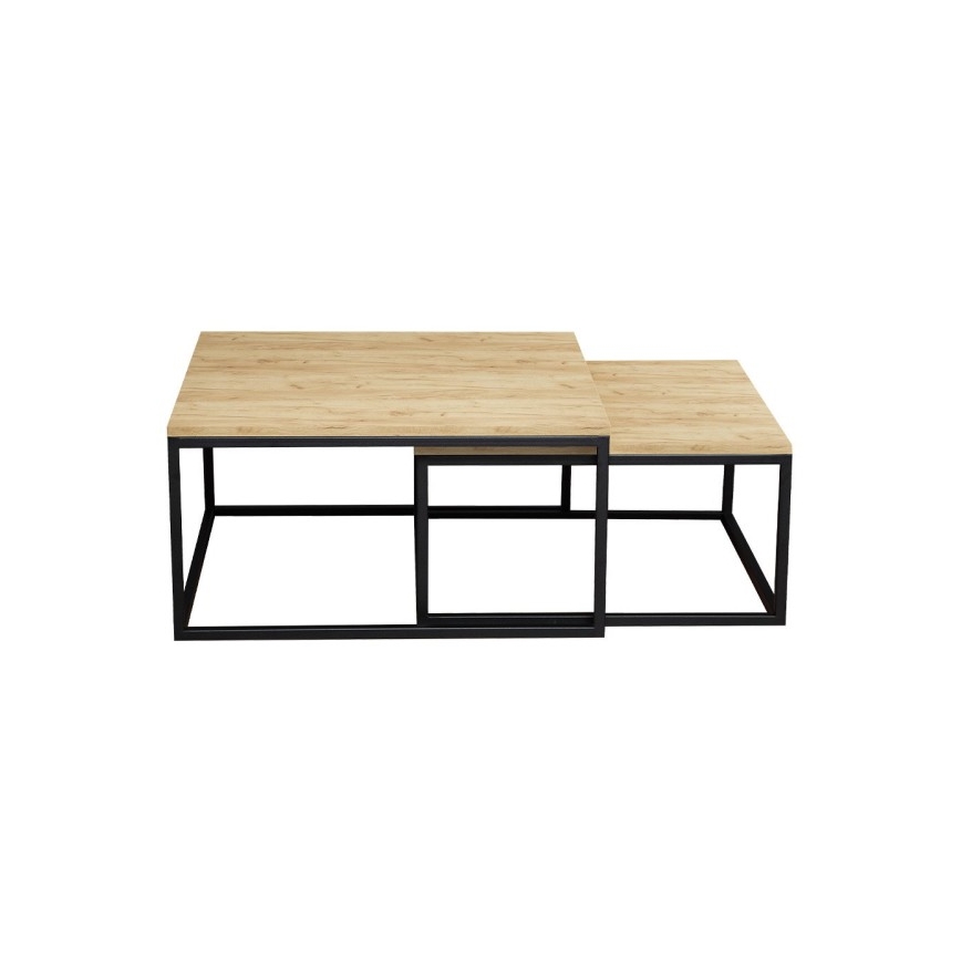 SET 2x Tavolino DUAL oro quercia/nero