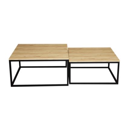 SET 2x Tavolino DUAL oro quercia/nero