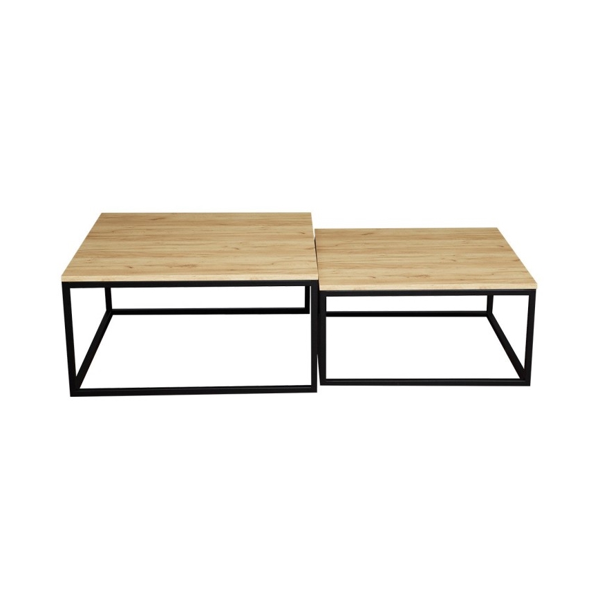 SET 2x Tavolino DUAL oro quercia/nero